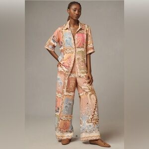 Colorful Linen Tropical Print Set (Pants and Top)